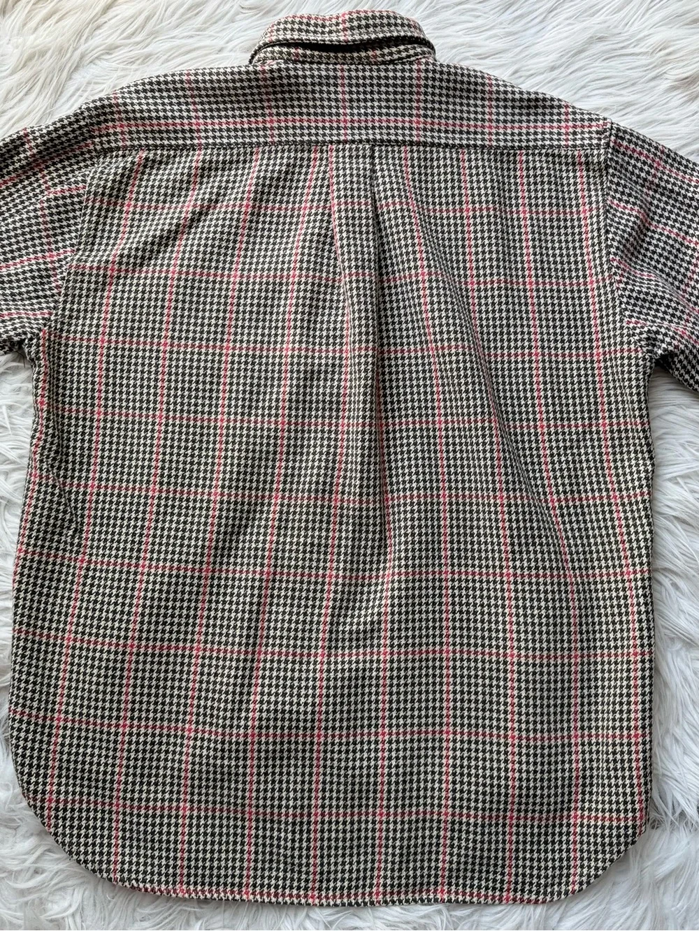 Vintage Oarsman J.Crew Men M Houndstooth Windowpane Button Down Shirt Cotton 90s
